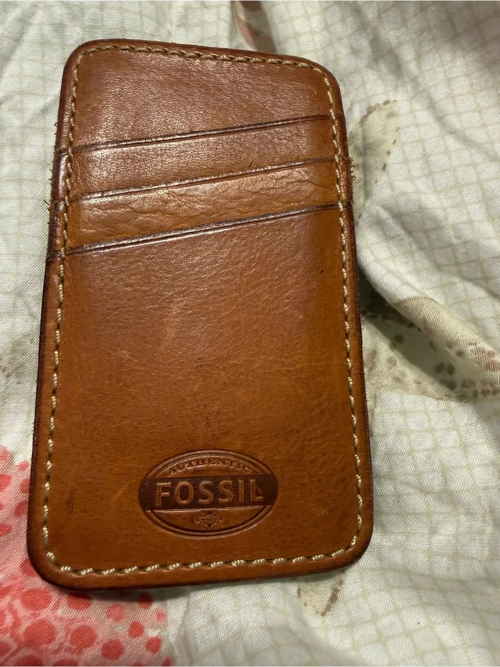 Fossil Leather Card & Key Holders in Brown and Coral